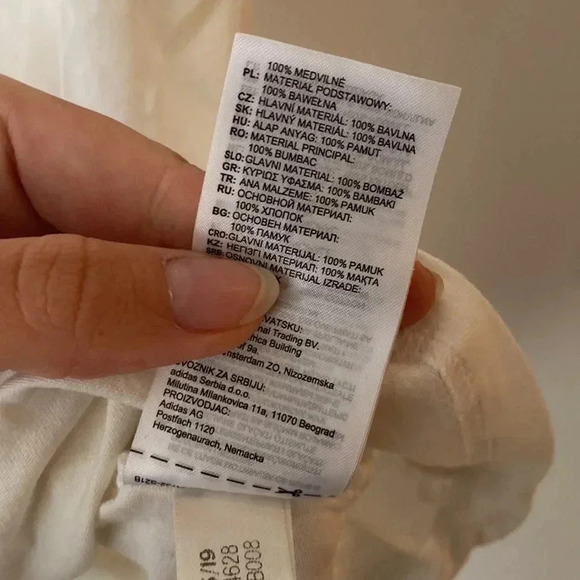 Adidas Crewneck White Breast Emblem Athletic Short Sleeve T-Shirt Size L - Picture 6 of 8